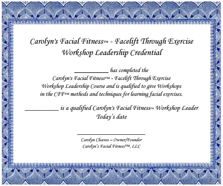 Workshop Training Certification Online Course - Carolyn's Facial Fitness